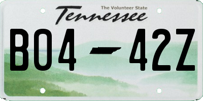 TN license plate B0442Z