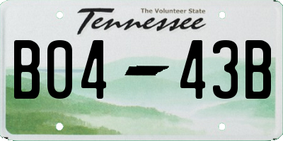 TN license plate B0443B