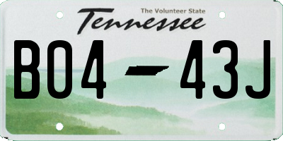 TN license plate B0443J