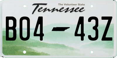 TN license plate B0443Z