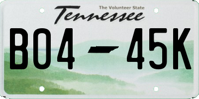 TN license plate B0445K