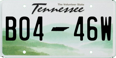 TN license plate B0446W