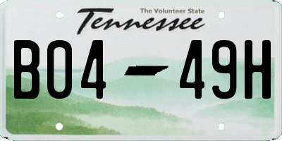 TN license plate B0449H