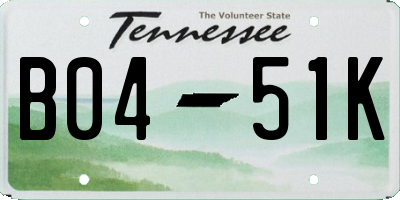 TN license plate B0451K