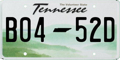 TN license plate B0452D