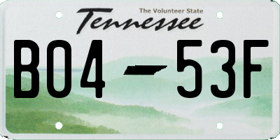 TN license plate B0453F