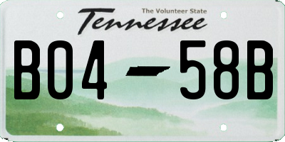 TN license plate B0458B