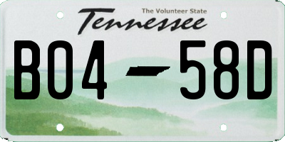 TN license plate B0458D