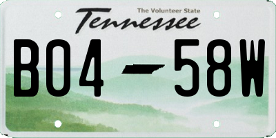 TN license plate B0458W