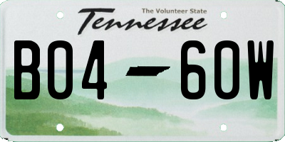 TN license plate B0460W