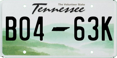 TN license plate B0463K