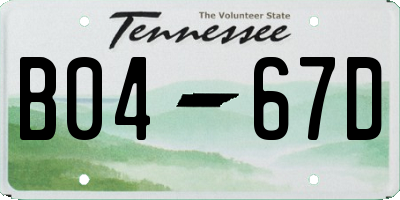 TN license plate B0467D