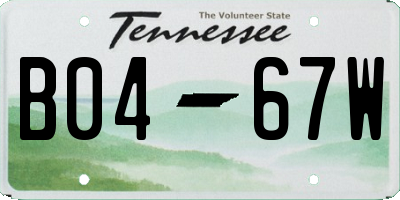 TN license plate B0467W