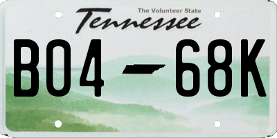 TN license plate B0468K