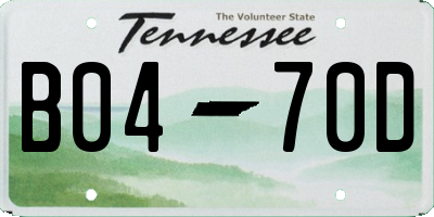 TN license plate B0470D