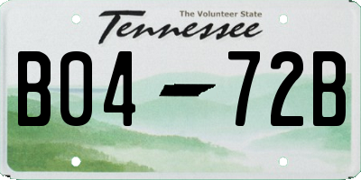 TN license plate B0472B