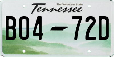 TN license plate B0472D