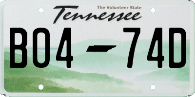 TN license plate B0474D
