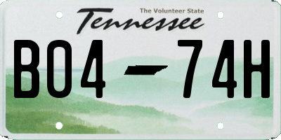 TN license plate B0474H
