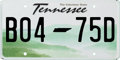 TN license plate B0475D