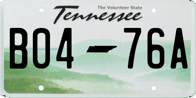 TN license plate B0476A