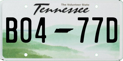 TN license plate B0477D