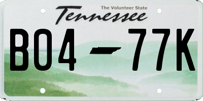 TN license plate B0477K