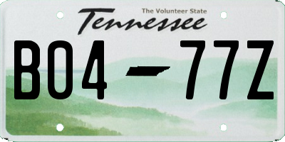 TN license plate B0477Z