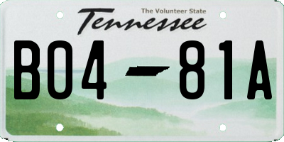TN license plate B0481A