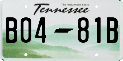 TN license plate B0481B