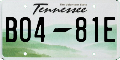 TN license plate B0481E