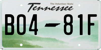 TN license plate B0481F