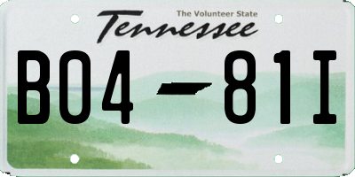 TN license plate B0481I