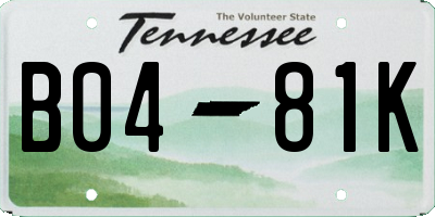 TN license plate B0481K