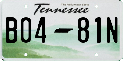 TN license plate B0481N