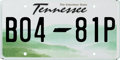 TN license plate B0481P