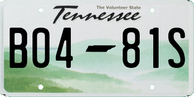 TN license plate B0481S