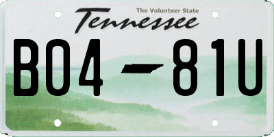 TN license plate B0481U
