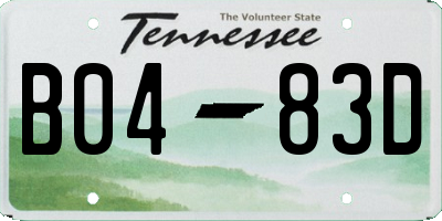 TN license plate B0483D