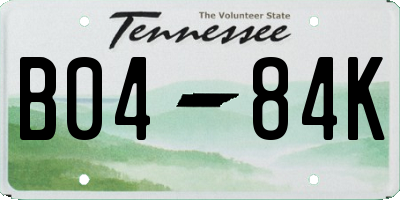 TN license plate B0484K