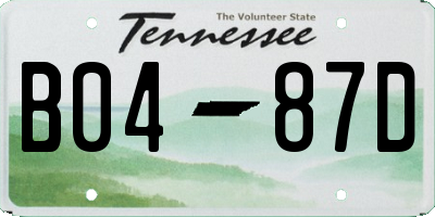TN license plate B0487D