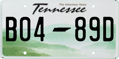 TN license plate B0489D
