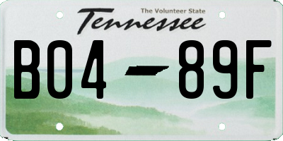 TN license plate B0489F