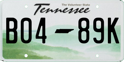 TN license plate B0489K