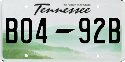 TN license plate B0492B