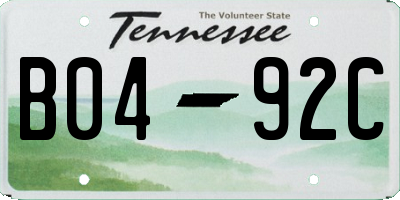 TN license plate B0492C