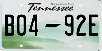 TN license plate B0492E