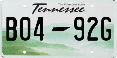 TN license plate B0492G