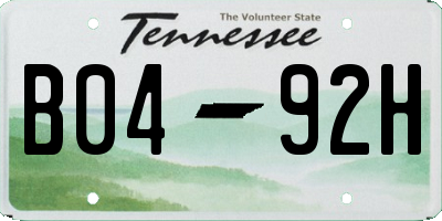 TN license plate B0492H