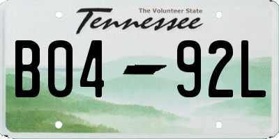 TN license plate B0492L